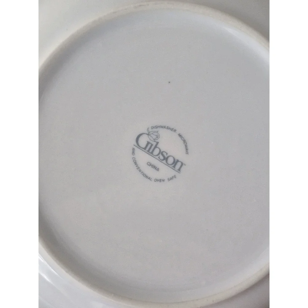 *chipped* Gibson Designs Christmas Tree White (Brown Bear) Salad/Dessert Plate